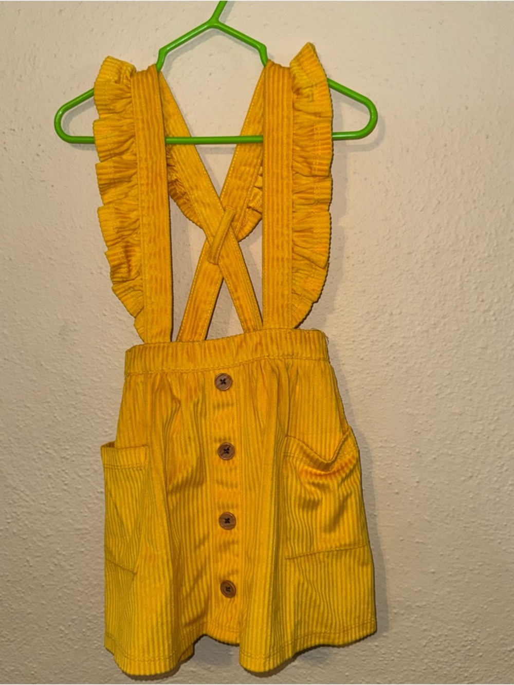 wonder nation Bright Yellow Corduroy Ruffle-Strap Dress